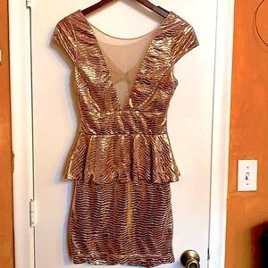 Sexy Arden B Solid Gold Hourglass Dress - NWT
